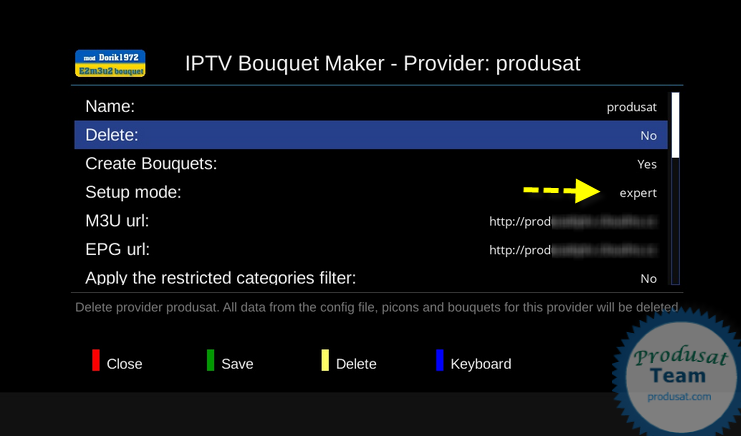 Configuration E2m3u2bouquet Plugin